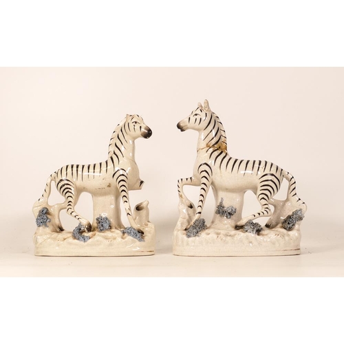 531 - 19th Century Pair Of Staffordshire Zebra's From the Dudson Factory , height 16cm(2)