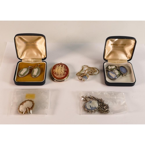 740 - Group of jewellery including 3 pairs of Wedgwood jasperware & silver earrings, silver neck chain, as... 