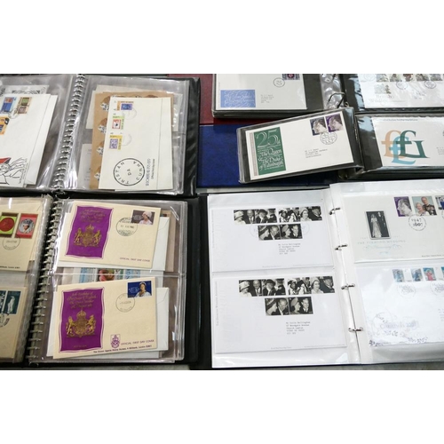 742 - Collection of 7 stamp albums plus loose album covers, includes Roland Hill, QEII, UK  & Commonwealth... 