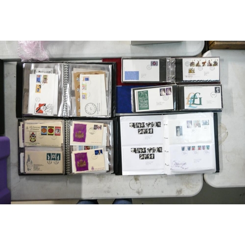 742 - Collection of 7 stamp albums plus loose album covers, includes Roland Hill, QEII, UK  & Commonwealth... 