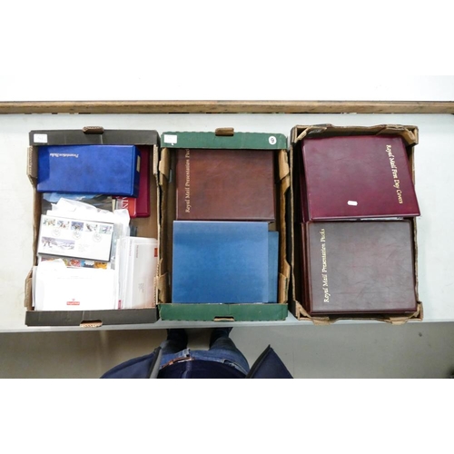 743 - 3 large trays of stamps & albums - Includes 14 albums, loose album sheets, large quantity FDC First ... 