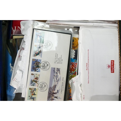 743 - 3 large trays of stamps & albums - Includes 14 albums, loose album sheets, large quantity FDC First ... 