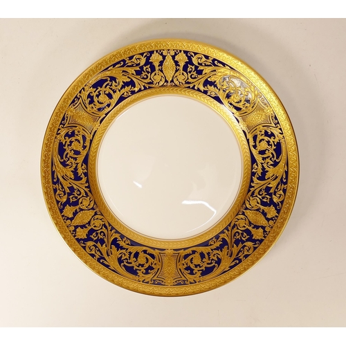 508 - De Lamerie Cobalt blue Robert Adam pattern  set of eight salad plates. Diameter 20.5cm