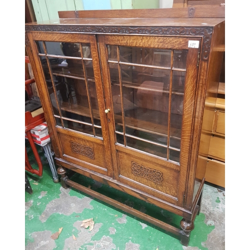 689 - Early 20th century Oak glazed bookcase 107cm W x 129cm