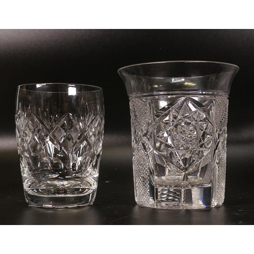 127 - Five Tudor Cut Glass Crystal Old Fashioned Tumblers & similar quality Whisky Glasses, tallest 10cm (... 