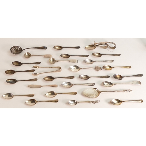 715 - Large quantity of UK hallmarked silver spoons and other cutlery, gross weight 359g.