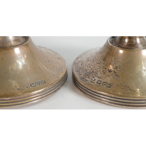 635 - Two large silver vases in poor condition, loading missing from base of one, with dents and creases. ... 