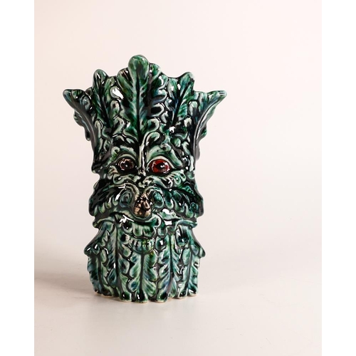 38 - Anita Harris Green Treeman vase. Gold signed to base, height 20cm