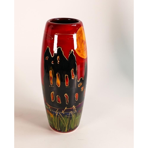 43 - Anita Harris Whitby Abbey by moonlight large skittle vase. Gold signed to base, height 25cm