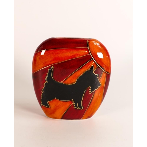 44 - Anita Harris Deco dog ' Scottie sunburst' purse vase. Gold signed to base, height 25cm