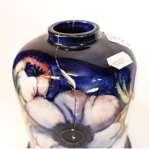 320 - Damaged Moorcroft Anemone Patterned Lamp Base ( broken in half )