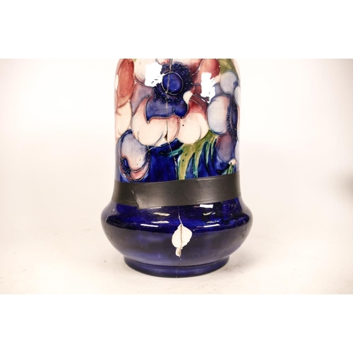 320 - Damaged Moorcroft Anemone Patterned Lamp Base ( broken in half )