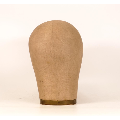 542 - Vintage Canvas C Mannequin Head Hat / Wig Makers Mould , marked London to base, height 25cm & approx... 