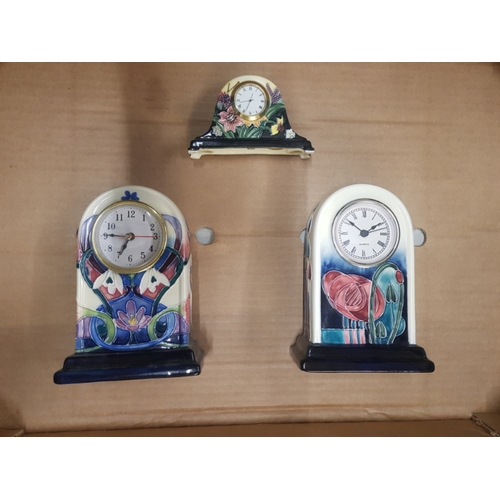 407 - Old tupton ware group of 3 mantle clocks