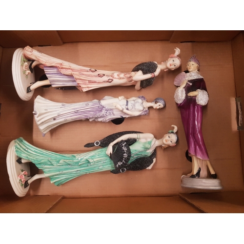 408 - A group of 4 Shudehill resin art deco style lady figures (4)