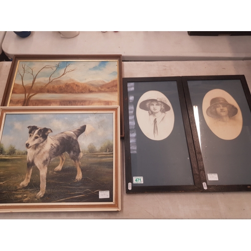 471 - A Collection a Four Pieces of Art Work to Include Two Mid Century Framed Oil Paintings Together with... 