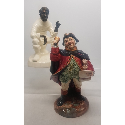 262B - Royal Doulton early character figure Town Crier HN2119 together with Minton ivory bone china and bro... 