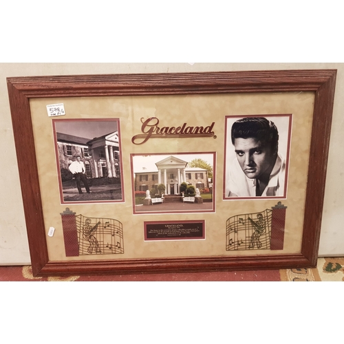 578 - Elvis Presley Graceland Original Framed Pictures (Frame made from a fallen tree in graceland) with C... 