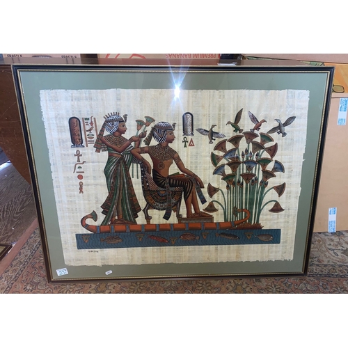 57 - A collection of framed Egyptian themed papyrus prints, size of largest 98cm x 76cm (5).