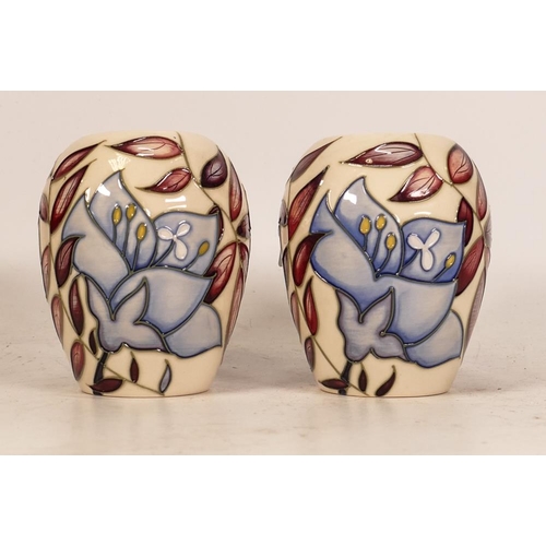 312 - A pair of Moorcroft vases in the Jacobs Ladder design. Dated 2004, height 9cm. 1 box