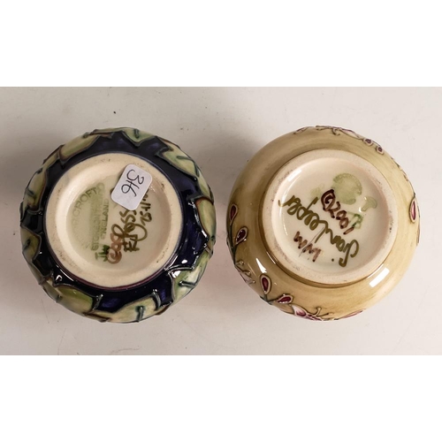 316 - Two Small Moorcroft vases in the Tembusu design, signed by Sian leeper dated 2001(2nds) together wit... 