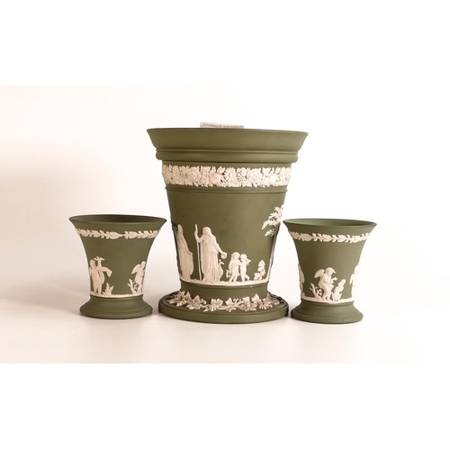 5 - Wedgwood Sage Green Bud vase & 2 small pots, height of tallest 17cm(3)