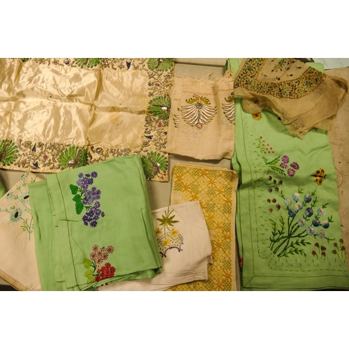 40 - A collection of Early 20th Century & Later Embroidered & Beaded Table Runner Sets, Table Cloths, Cha... 