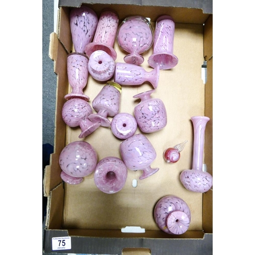 75 - A collection of Mdina Pink Glass Bottles & Vases, tallest 12cm