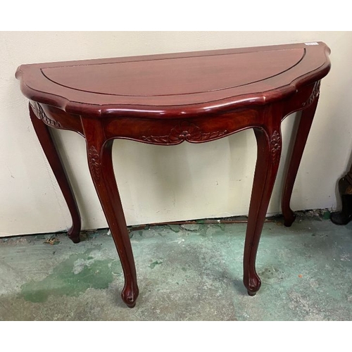 651 - Reproduction mahogany Console table together with reproduction mahogany occaisonal table