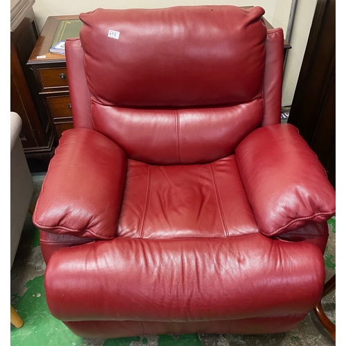 652 - Modern Red leather Reclining Armchair 95cm W