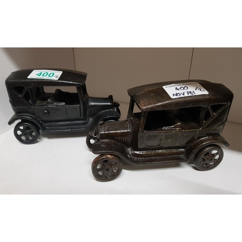 400 - Two Cast Iron Early 20th Century Style Cars (2)