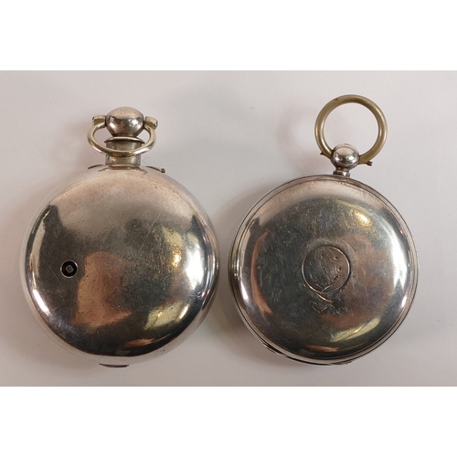 692 - Two silver gents pocket watches, no keys so sold as not working (2)