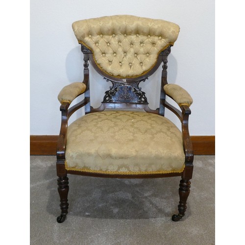 440 - Edwardian inlaid rosewood salon chair