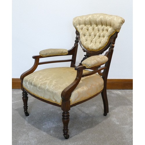 440 - Edwardian inlaid rosewood salon chair