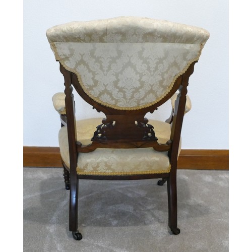 440 - Edwardian inlaid rosewood salon chair