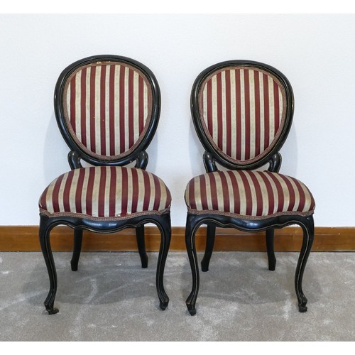 442 - Pr of ebonised, probably beech & French salon chairs a/f