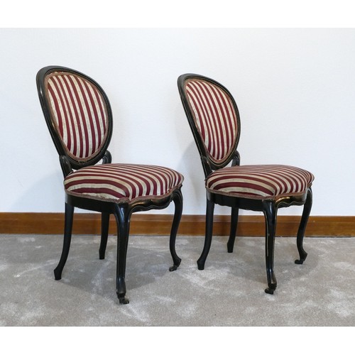 442 - Pr of ebonised, probably beech & French salon chairs a/f