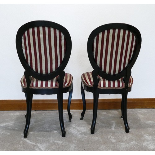 442 - Pr of ebonised, probably beech & French salon chairs a/f