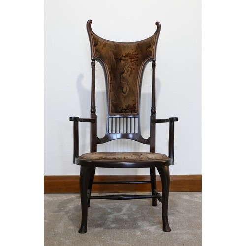 444 - Arts & Crafts mahogany high back chair