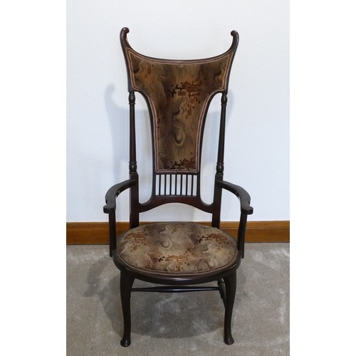 444 - Arts & Crafts mahogany high back chair