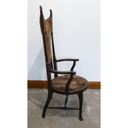 444 - Arts & Crafts mahogany high back chair