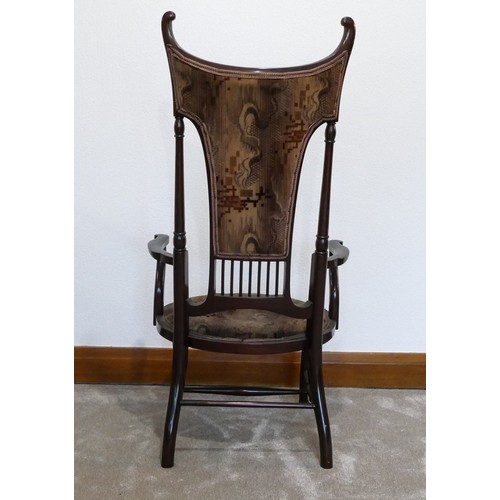 444 - Arts & Crafts mahogany high back chair