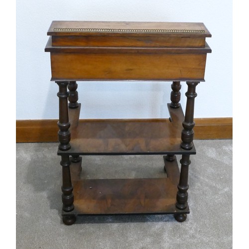 446 - Victorian walnut inlaid davenport ladies desk, h 79cm x w 52cm x d 42cm