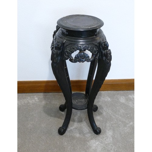 449 - Oriental carved hardwood plant stand, 84cm high x 49cm wide appx.