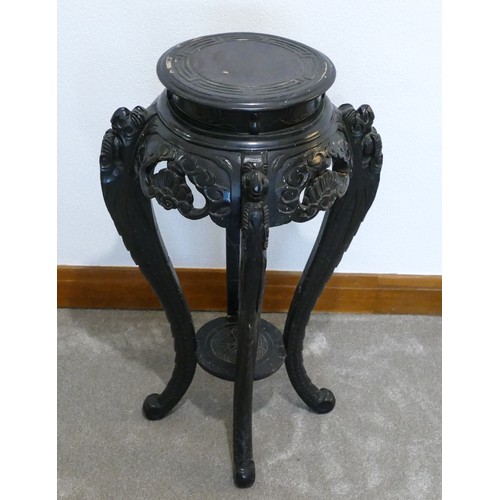 449 - Oriental carved hardwood plant stand, 84cm high x 49cm wide appx.