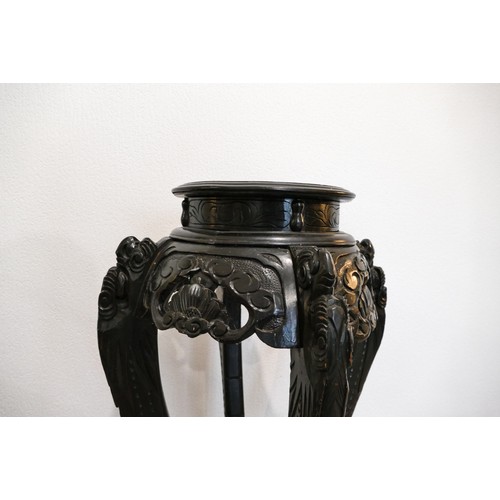 449 - Oriental carved hardwood plant stand, 84cm high x 49cm wide appx.