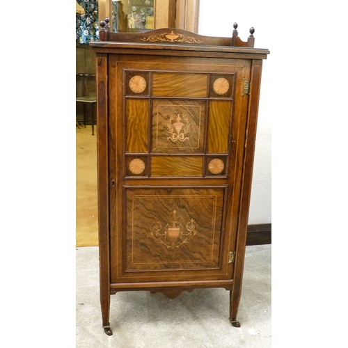 483 - Rosewood music cabinet, h 116cm x w 56cm x d 38cm appx.