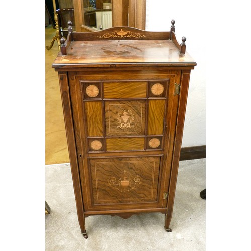 483 - Rosewood music cabinet, h 116cm x w 56cm x d 38cm appx.