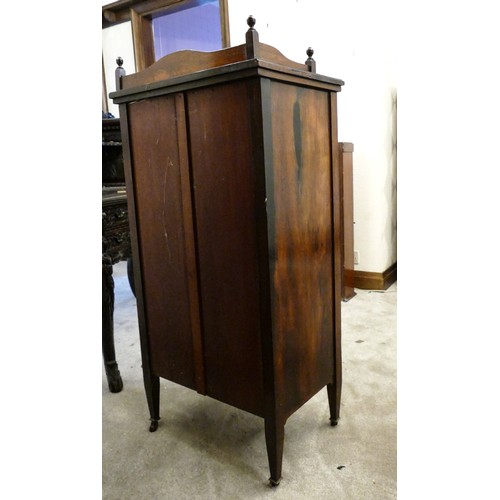 483 - Rosewood music cabinet, h 116cm x w 56cm x d 38cm appx.