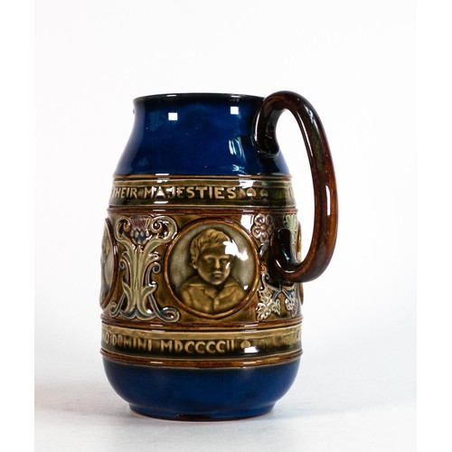 17 - Doulton Lambeth coronation of Edward VII and Alexandra commemorative jug, height 18cm